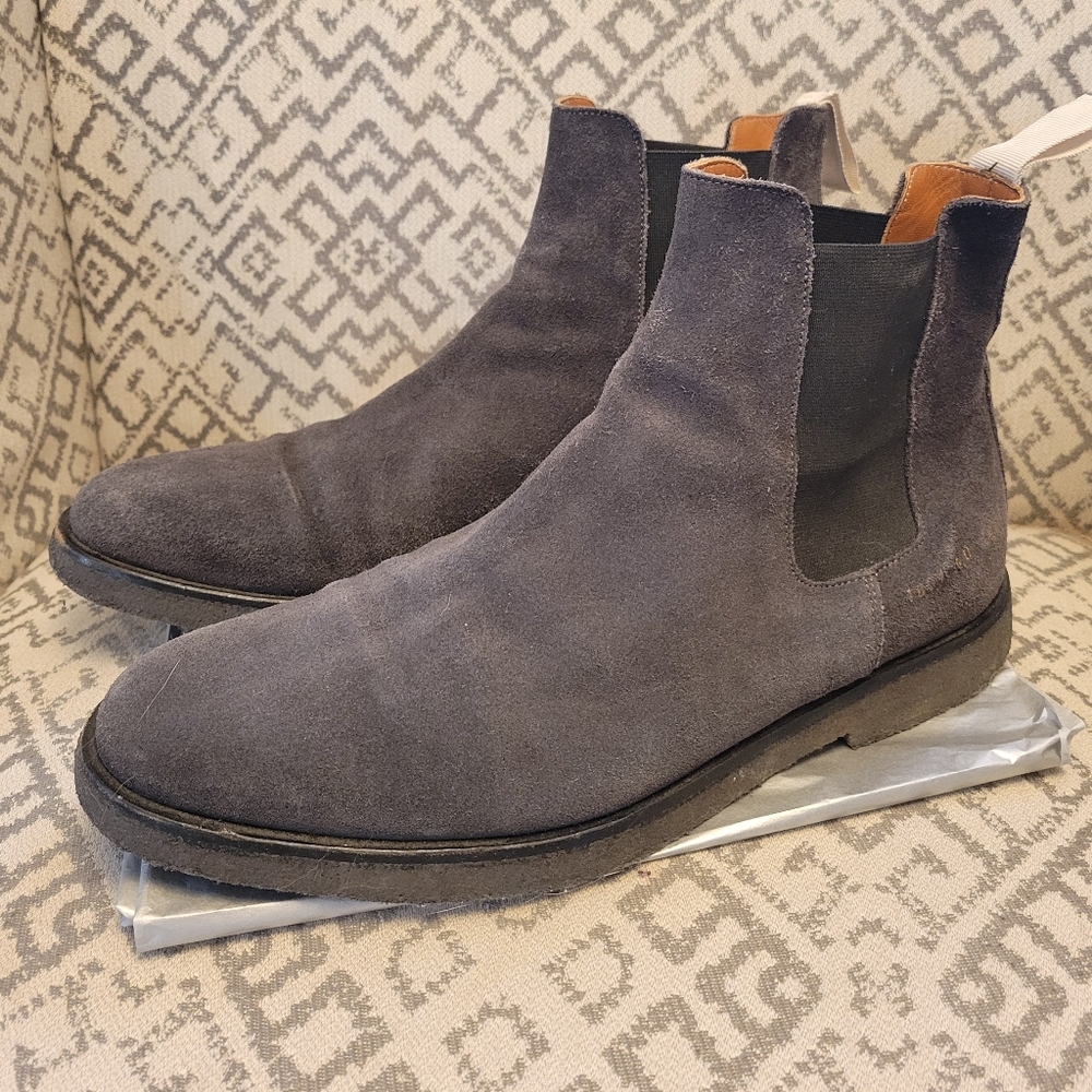 Common Projects Suede Washed Black Chelsea Boots